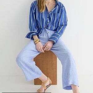 JCrew Wide-leg Linen Seaside Pant in French Blue Linen